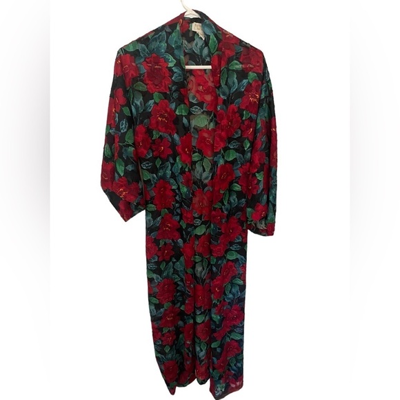 Victoria’s Secret Gold Label Vintage Floral Rose Robe Size Small Textured Maxi - Picture 1 of 6